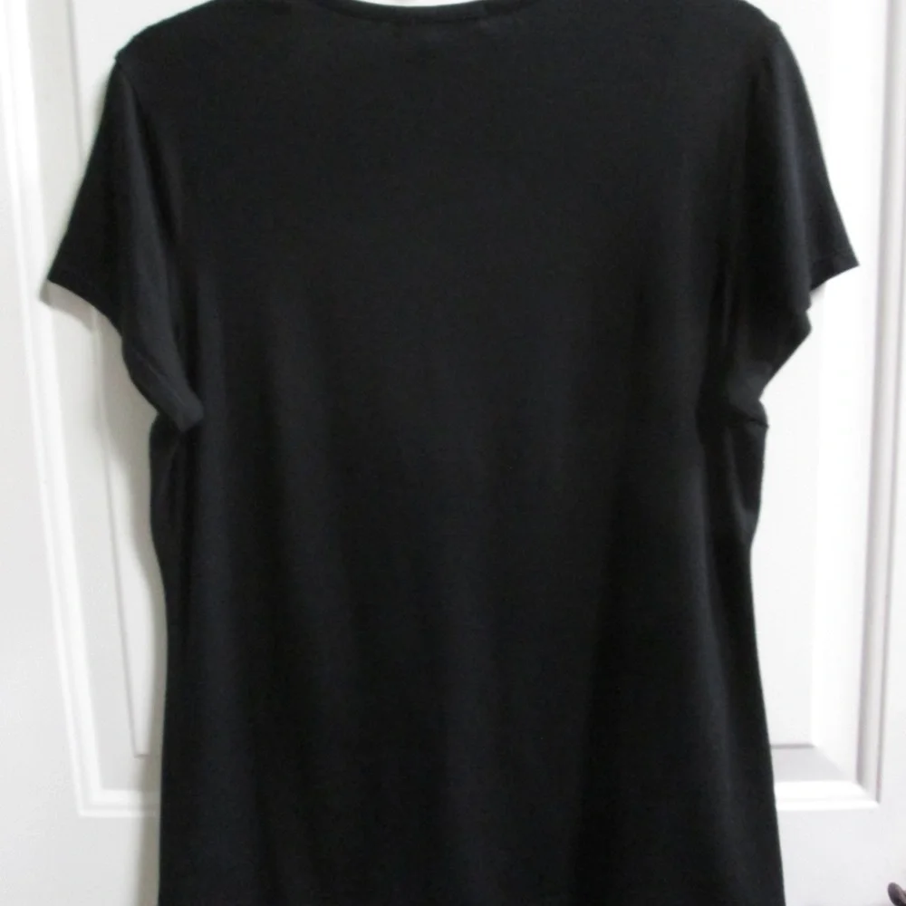 new RALPH LAUREN Black leather look like pullover blouse Sz - Picture 13 of 14